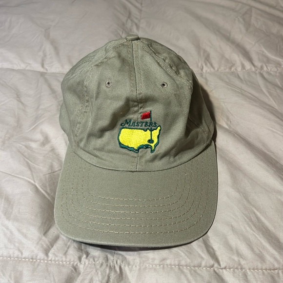 PGA Masters Augusta  Golf Tournament Classic Strap Back Adjustable Khaki Hat - Picture 1 of 6